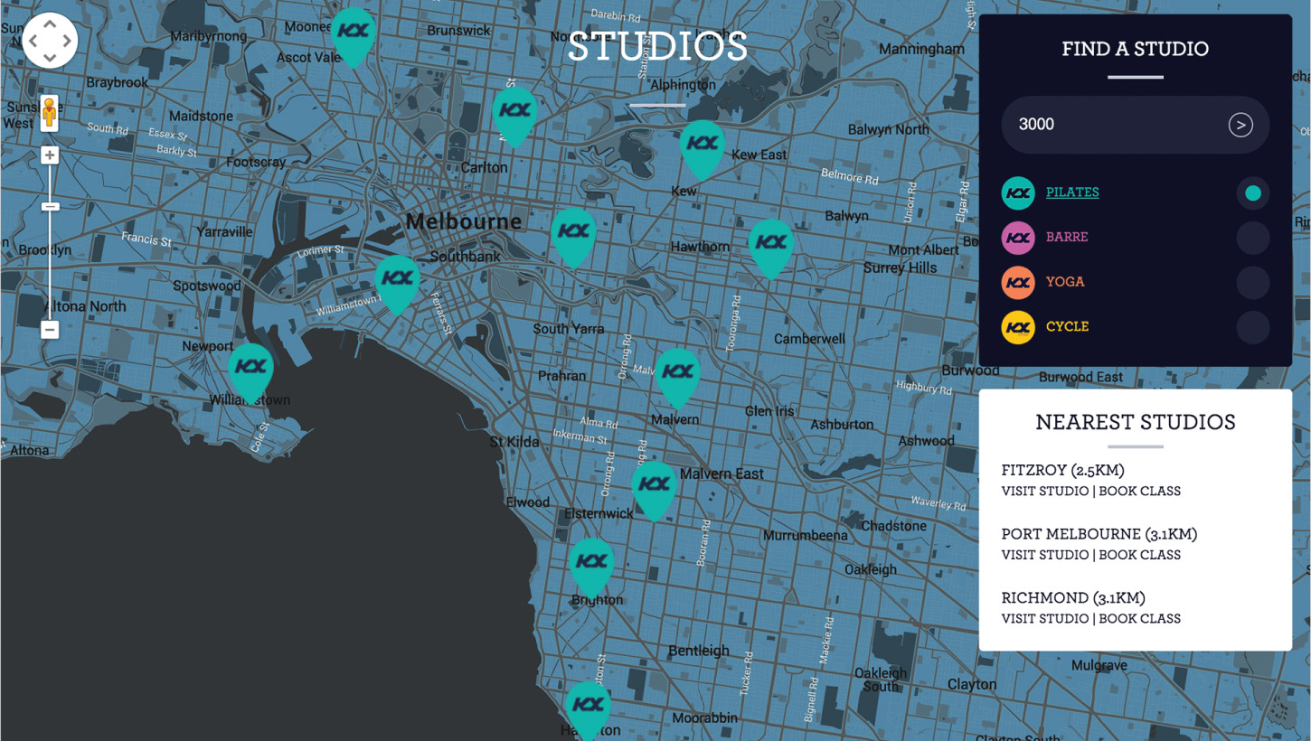KX Group studio map of Victoria