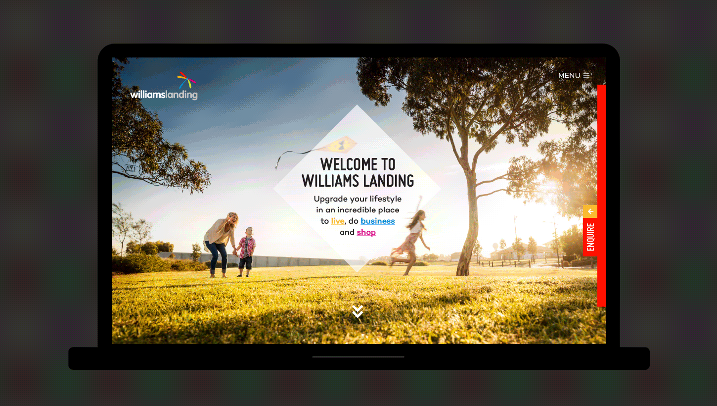 williams landing Website on laptop